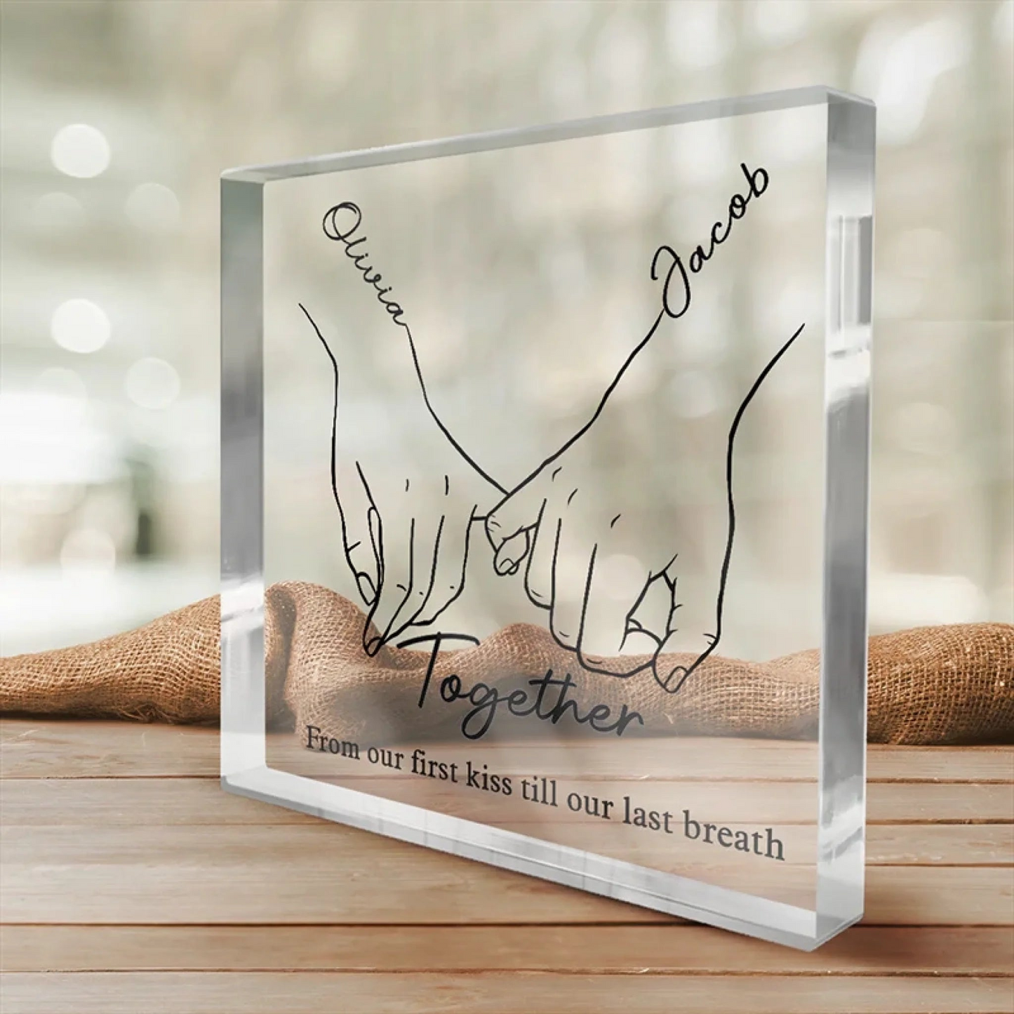 Custom Square Shaped Acrylic Plaque - Personalized Anniversary Wedding Gifts For Husband And Wife, Him And Her - Together We Find Balance