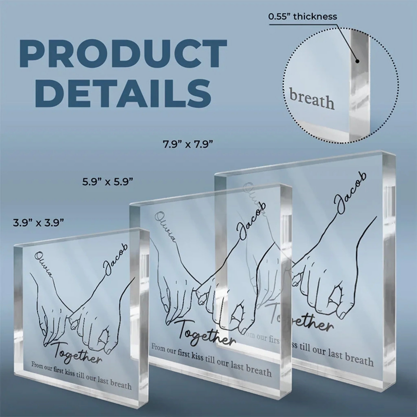 Custom Square Shaped Acrylic Plaque - Personalized Anniversary Wedding Gifts For Husband And Wife, Him And Her - Together We Find Balance