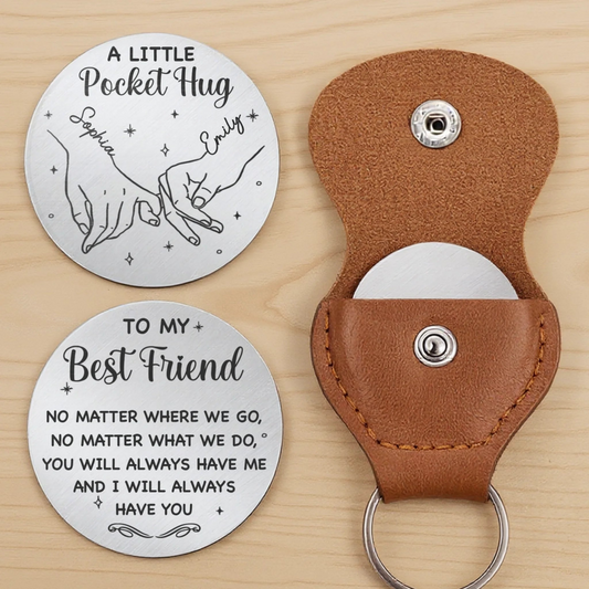 Custom Pocket Hug - Personalized Best Friend Birthday Gifts For Women, Besties, Sisters, BFF - Hand In Hand Through It All