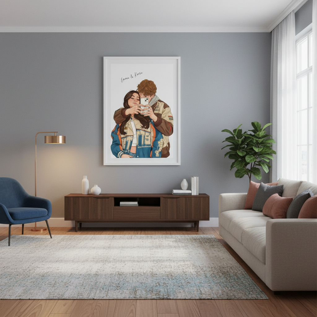 Custom Photo to Hand-Drawn Portrait Poster  Perfect Gift for Couple, Family, Friends - Best Moments Illustrated