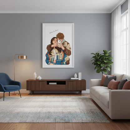 Custom Photo to Hand-Drawn Portrait Poster  Perfect Gift for Couple, Family, Friends - Best Moments Illustrated
