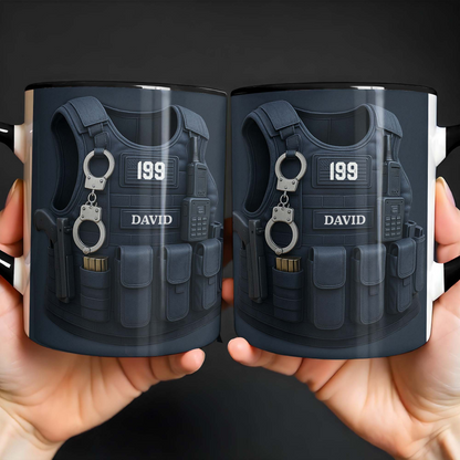 To My Hero, Police Vest and Tactical Gear Design, Custom Accent Mug, Gift For Law Enforcement Officers