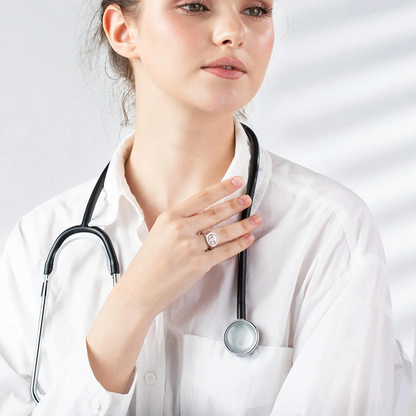 Personalised Medical Symbol RN LPN Caduceus Nurse Ring with Engraved Text Sterling Silver 925 Jewellery Graduation Gift for Nurse Doctor Medical Staff