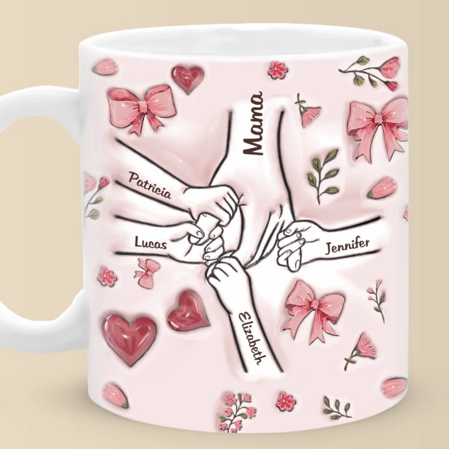 Grandma Is The Heart Of The Family - Family Personalized Custom 3D Inflated Effect Printed Mug - Mother's Day, Gift For Mom, Grandma