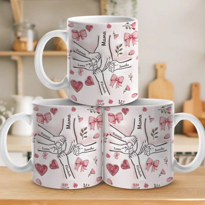 Grandma Is The Heart Of The Family - Family Personalized Custom 3D Inflated Effect Printed Mug - Mother's Day, Gift For Mom, Grandma